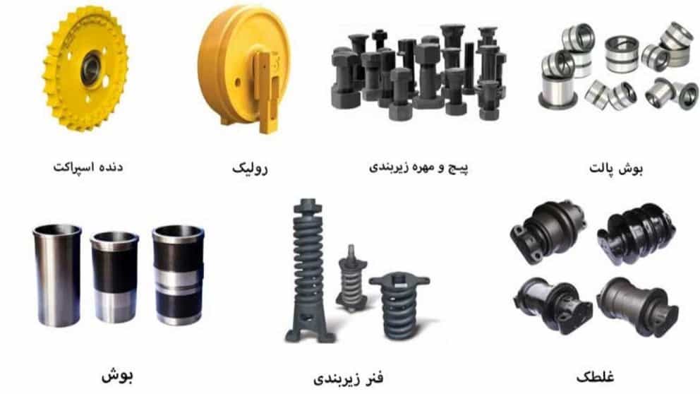 انواع قطعات و لوازم یدکی زیربندی ماشین آلات راهسازی